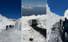 Etna, lo spettacolo unico dei muri di ghiaccio alti fino a 5 metri. &laquo;Un'annata eccezionale, avremo neve fino a giugno inoltrato&raquo;