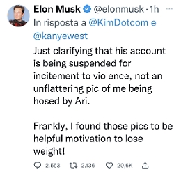 Twitter sospende Kayne West per istigazione a violenza