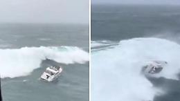 Usa, in un video il momento in cui una barca viene travolta da un'onda gigante