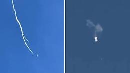 Il pallone spia cinese colpito e abbattuto: le immagini della caduta in Usa