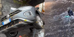Maltempo, a Catania è successo l'inverosimile: dalla moto trascinata in via Etnea all'auto sollevata alla Pescheria