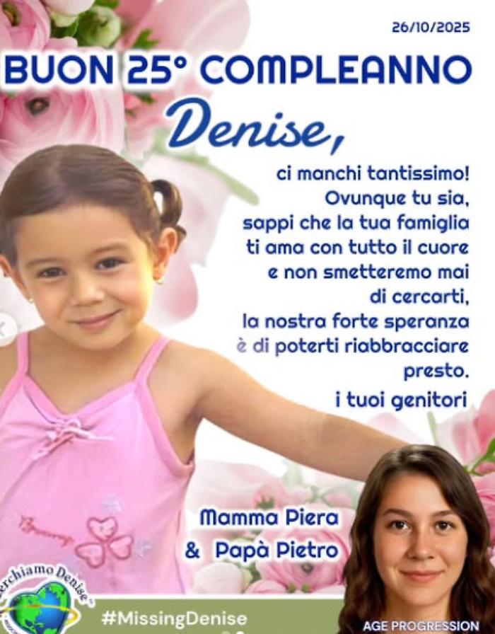 Denise Pipitone compie 25 anni: gli auguri dei genitori che non smettono di cercarla
