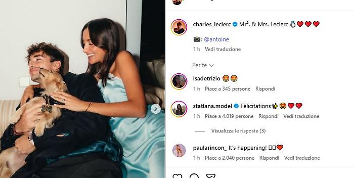 Fiori d'arancio alla Ferrari: il pilota Charles Leclerc annuncia le nozze con Alexandra Saint Mleux