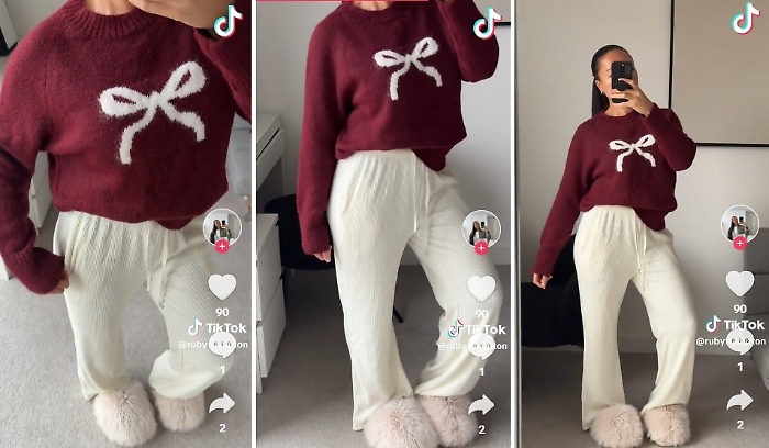 Il maglione di Natale H&M che sta conquistando TikTok: perch&eacute; il pullover corto bianco con fiocco rosso &egrave; il protagonista dell&rsquo;inverno 2025