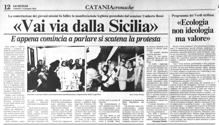 La prima volta che Bossi venne a Catania fatto scappare dai missini. Pogliese: &laquo;Io c'ero, vi racconto come and&ograve;&raquo;